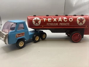 Buddy L Semi TRUCK CAB Red Pressed Steel Japan USED VINT Texaco Tanker Trailer - Picture 1 of 17