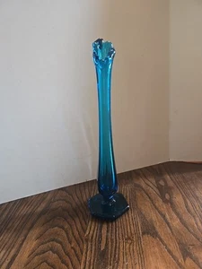 Vaso vintage MCM 11 pollici blu in vetro soffiato a mano oscillante - Foto 1 di 9