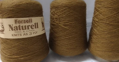 Three Cones of Machine Knitting Wool Forsell Naturell 3Ply Burnished Gold - Image 1 of 4