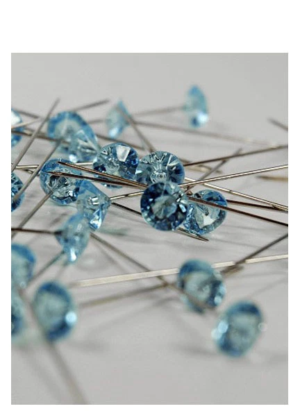 Corsage Pin Light Blue Diamante 2" 100pcs for Weddings Crafts Prom Scrapbook