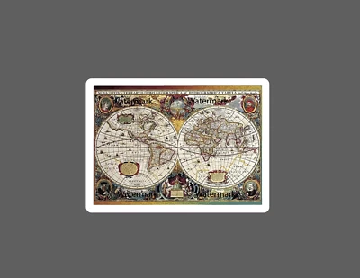 Ancient Map Sticker World Retro Vintage - Image 1 of 3