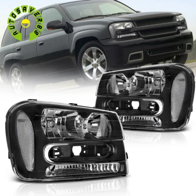 Headlights Fits For 2002-2009 Chevy Trailblazer Black Housing Headlamps Assembly - Image 1 of 4
