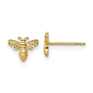 Real 14kt Yellow Gold Bumble Bee Post Earrings - Picture 1 of 4