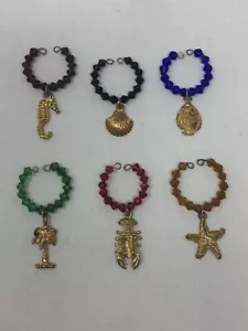 6er Set Meerestier Weinglas Charms Meer Strand Schildkröte Seestern Hummer Fisch - Bild 1 von 8