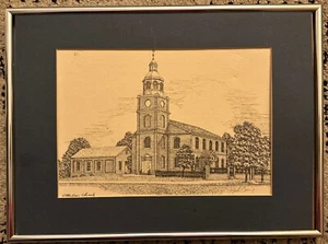 Framed Art By Martin Barry Of The Otterbein Church Location MD signed by artist - Picture 1 of 4