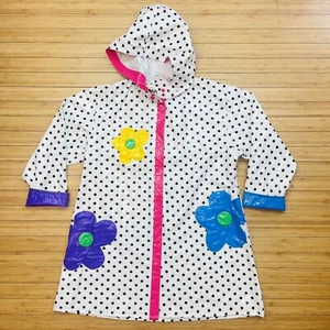 Girls Wippette Kids Raincoat 10-12 Years Polka Dot Flowers Snap Vinyl NOS - Picture 1 of 11