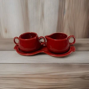 Fiesta Fiestaware Zucker Milchkännchen Set Figur 8 Tablett Zinnober ohne Deckel - Bild 1 von 4