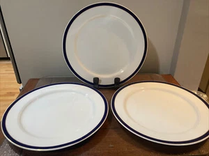 VILLEROY & BOCH Luxembourg 0122 White Cobalt Gold Bands 3 CHARGER SERVICE PLATES - Picture 1 of 5