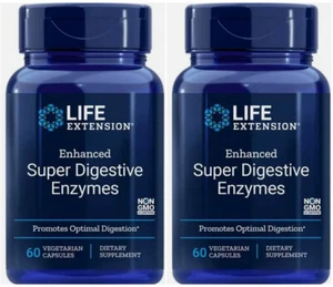 ENHANCED SUPER DIGESTIVE ENZYMES 2 BOTTLES 120 Capsule LIFE EXTENSION - Picture 1 of 8