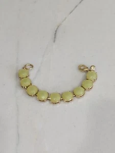 J.Crew Gold Tone Light Mint Green Acrylic Stone Bracelet 7.5" Long - Picture 1 of 4