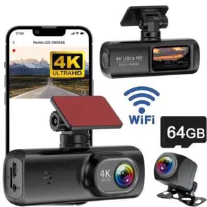 4K Dash Cam Front and Rear with WiFi, G-Sensor, Night Vision, Motion Detection - Picture 1 of 7