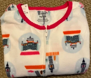 Carter's Girls 10 Fleece Snow Globe PJs Pajama NWT Footed Sleeper - Picture 1 of 1