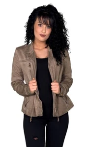 Damen Slim Fit Übergangs Jeans Blusson Kurz Jacke 34 36 38 40 sand - Bild 1 von 1