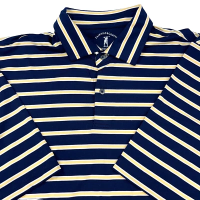 Fairway & Greene Shirt Men Large Blue Yellow Striped Performance Golf Tech Adult - Image 1 of 4