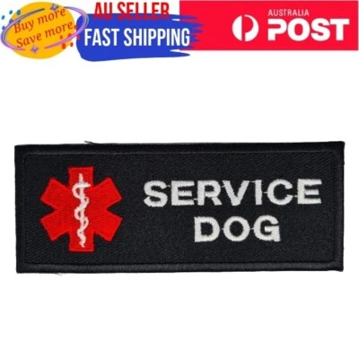 SERVICE DOG Iron on Patch Black Label Red EMS Therapy Medical 10×4×0.1cm(2.1g) - Image 1 of 3