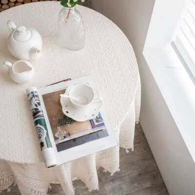 Ausgehöhlte Häkeltischdecke Runde Tischdecke Im Pastoralen Stil Waschbar 150  > - Bild 1 von 4