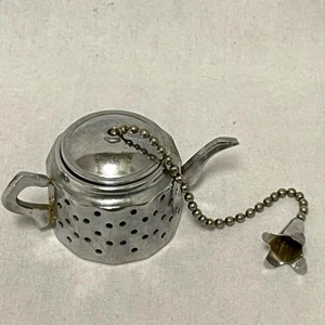 Teapot Straightener Infuser Loose Tea Steeper & Chain Metal Vintage - Picture 1 of 8