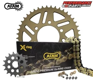Yamaha YFZ R1 04-05 AFAM XHR 520 Catena X-Ring Pitch Oro + Kit Pignoni HA - Foto 1 di 6
