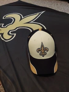Lot 2-NFL New Orleans Saints Double Sided Flag/Banner & NWT Hat Cap - Picture 1 of 9