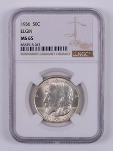 1936 Elgin Commemorative Half Dollar NGC MS66 FRT013 - Picture 1 of 2