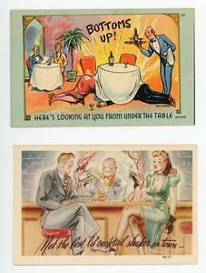 Lot of 3 Vintage Alcohol Drinking Related Comic Linen Postcards (II) - Picture 1 of 4