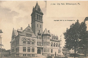 CITY HALL, WILLIAMSPORT, PA. PENNSYLVANIA. HOUSES. STREET VIEW. UDB. PRISTINE. - Picture 1 of 2