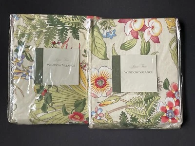NEW! Pair ROSE TREE 84x15 Abagail FLORAL VALANCES Tropical FLOWERS NWT! - Image 1 of 4
