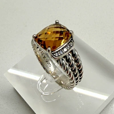 David Yurman Sterling Silver CItrine & Diamond Petite Wheaton Ring - Image 1 of 4