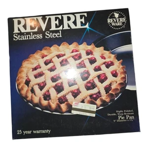 Vintage Revere Ware piatto tortiera tondo acciaio inox 9" 2519 Corea NUOVO - Foto 1 di 7