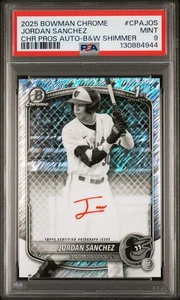 2025 Bowman Chrome Jordan Sanchez 1st Autograph Black White Shimmer PSA 9 (KK - Picture 1 of 2