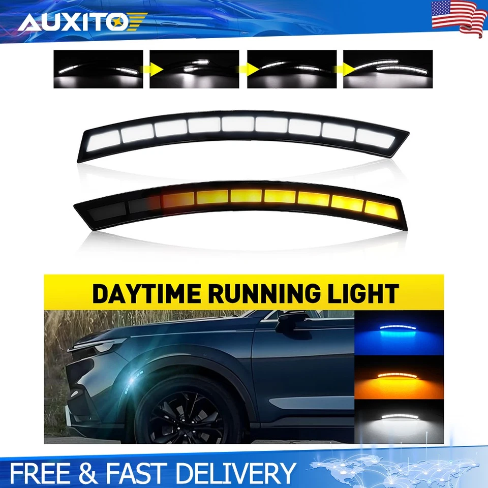 Luces de circulación diurna LED laterales azul ahumado ámbar blanco para Honda CR-V 2023-2024 Foto 1 de 4