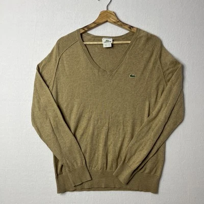 Suéter Lacoste Caqui Cuello en V Manga Larga Algodón Mezcla Cachemira Talla 5 Foto 1 de 4