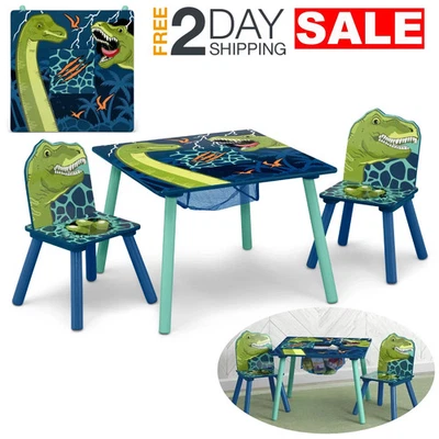Детский стол и стулья Dinosaur набор для 2 3 4 лет мальчиков ясельного возраста с местом для хранения - Изображение 1 из 4