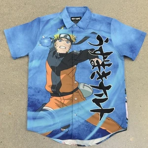 Naruto Shippuden Shirt Mens M Anime Button Front Hot Topic Sakura Sasuke AOP - Picture 1 of 8