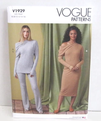 Vogue Patterns 1929 Easy Knit Top, Dress & Pants Misses' 8-16 Uncut - Image 1 of 2