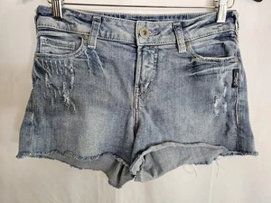 Silver Jeans Co. Aiko Distressed Denim Shorts Women's Size 27 Mid-Rise Cutoff - Foto 1 di 8