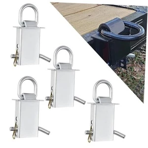 Heavy-Duty Trailer Stake Pocket D Rings with Anti-Loss Cord, Adjustable Stake - Picture 1 of 8