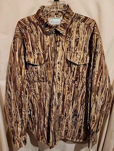 Avery Hunting Apparel Camo Button Down Shirt Mens Size XLT Tall XL Marshgrass - Picture 1 of 5