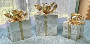 SCHÖNES VINTAGE GODINGER 3ER SET SILBER/GOLD GESCHENKBOX KEGEL KERZENSTÄNDER! - Bild 1 von 5