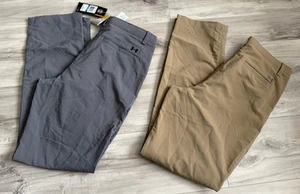 LOT OF 2 - UNDER ARMOUR YOUTH GARCONS CHICO GOLF GRAY & KHAKI PANTS YXL Youth XL - Picture 1 of 5