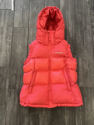 Columbia Puffer Women's L Pike Lake II Insulated Vest Omni Heat Hood Red Orange - Image 1 of 4