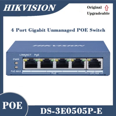 Hikvision DS-3E0505P-E 4 Port Gigabit Unmanaged POE Switch Video Transmission - Image 1 of 4