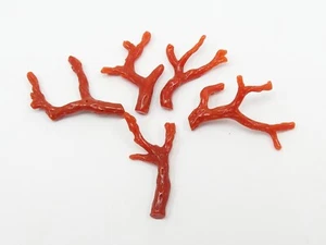 Natural Red Coral Rough Stick Branches Lot 5Piece 39X4To28X4MM Approx Polished - Picture 1 of 10