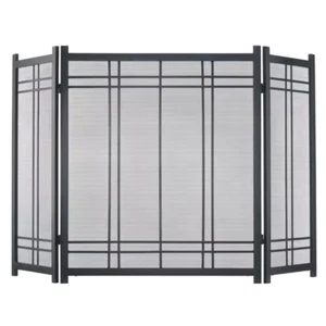 Fireplace Screen Preston Vintage Iron Steel Finish 3-Panel Protect from Sparks - Picture 1 of 12