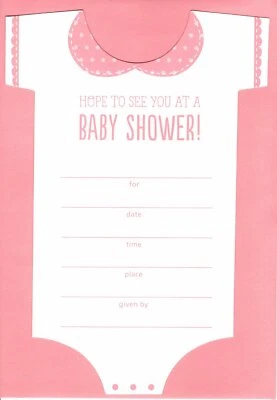 Invitación de fiesta troquelada de ducha rosa para bebé niña por Hallmark - Juego de 10 Foto 1 de 3