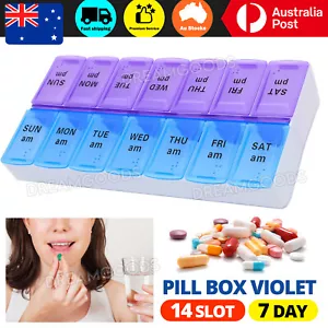 AU 14 Slot 7Day Pill Box Dispenser Medicine AM/PM Medication Organiser Week Case - Picture 1 of 10