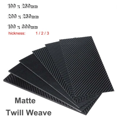 WHABEST Thick Black Carbon Fiber Plate Panel Sheet Material Board Matte Twill - Image 1 of 4
