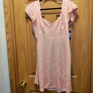 Hurley Damen Kleid Sonne Sommer Blumen Gänseblümchen Pfirsich Fit Flare Knielang Medium - Bild 1 von 8