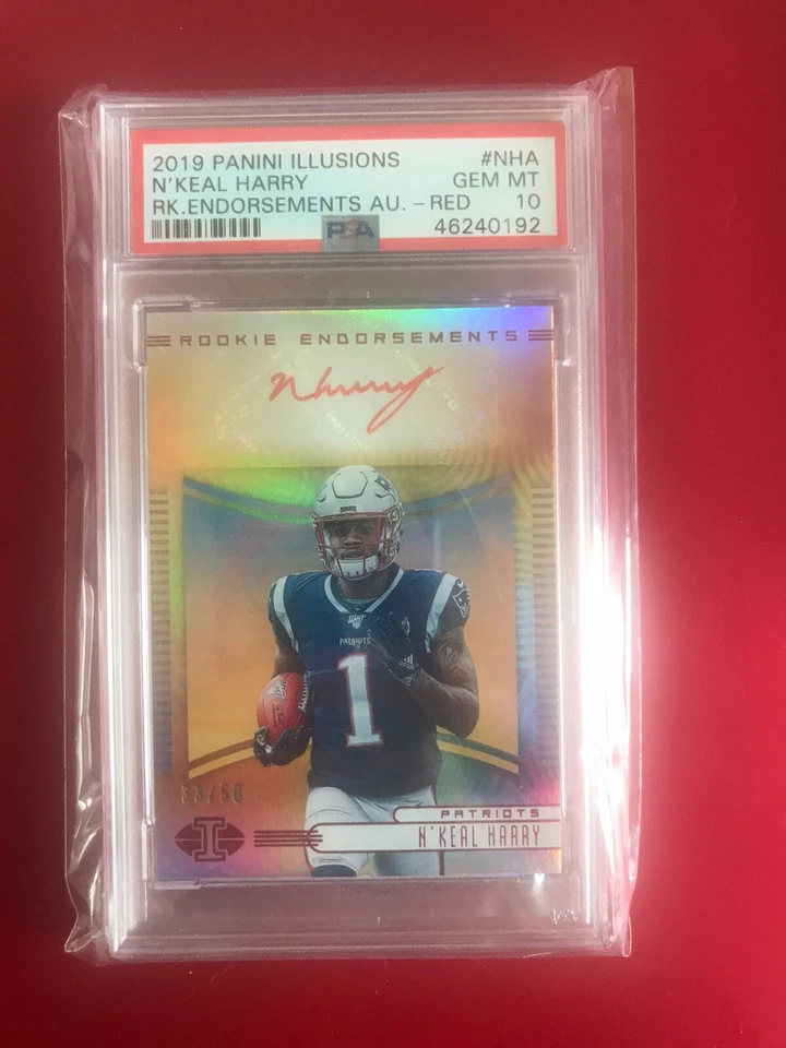 Pop 1🔥2019 Pan. Illusions N'Keal Harry Rke Endorse Red #'d 33/50 PSA 10 - Image 1 of 1
