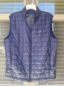 Patagonia Men’s Nano Puff Vest LARGE Navy Blue Puffer Full Zip 84242 - Picture 1 of 7